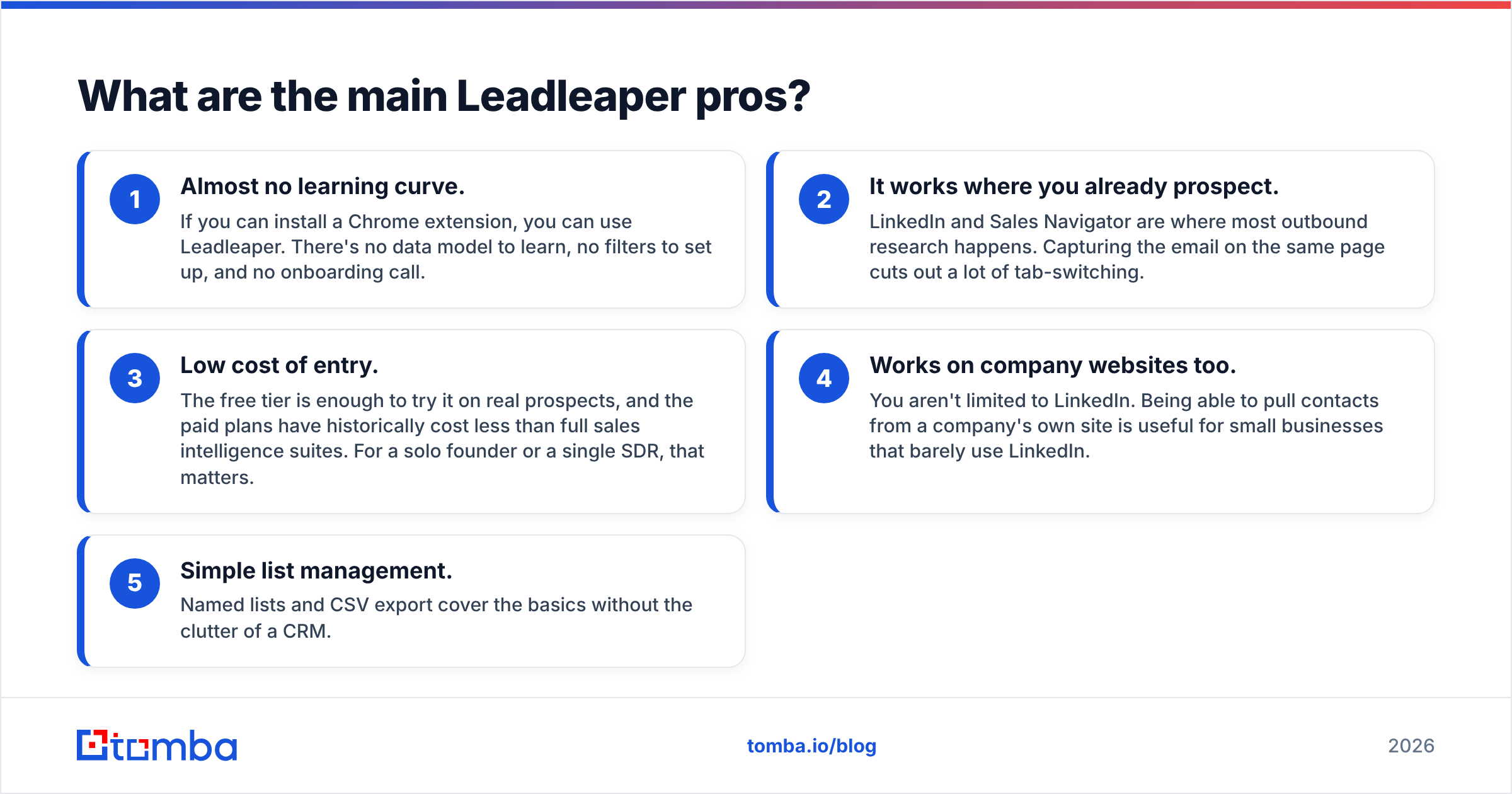 Diagram: What are the main Leadleaper pros