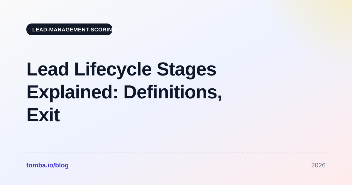 Lead Lifecycle Stages Explained: Definitions, Exit Criteria & SLAs
