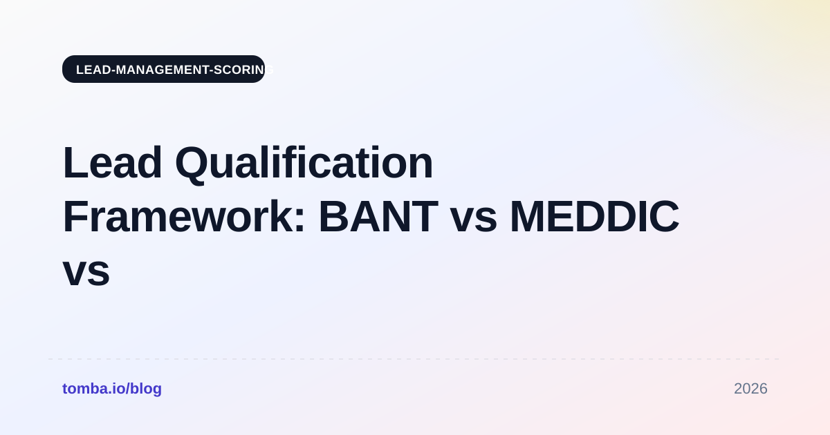 Lead Qualification Framework: BANT vs MEDDIC vs CHAMP (2026)