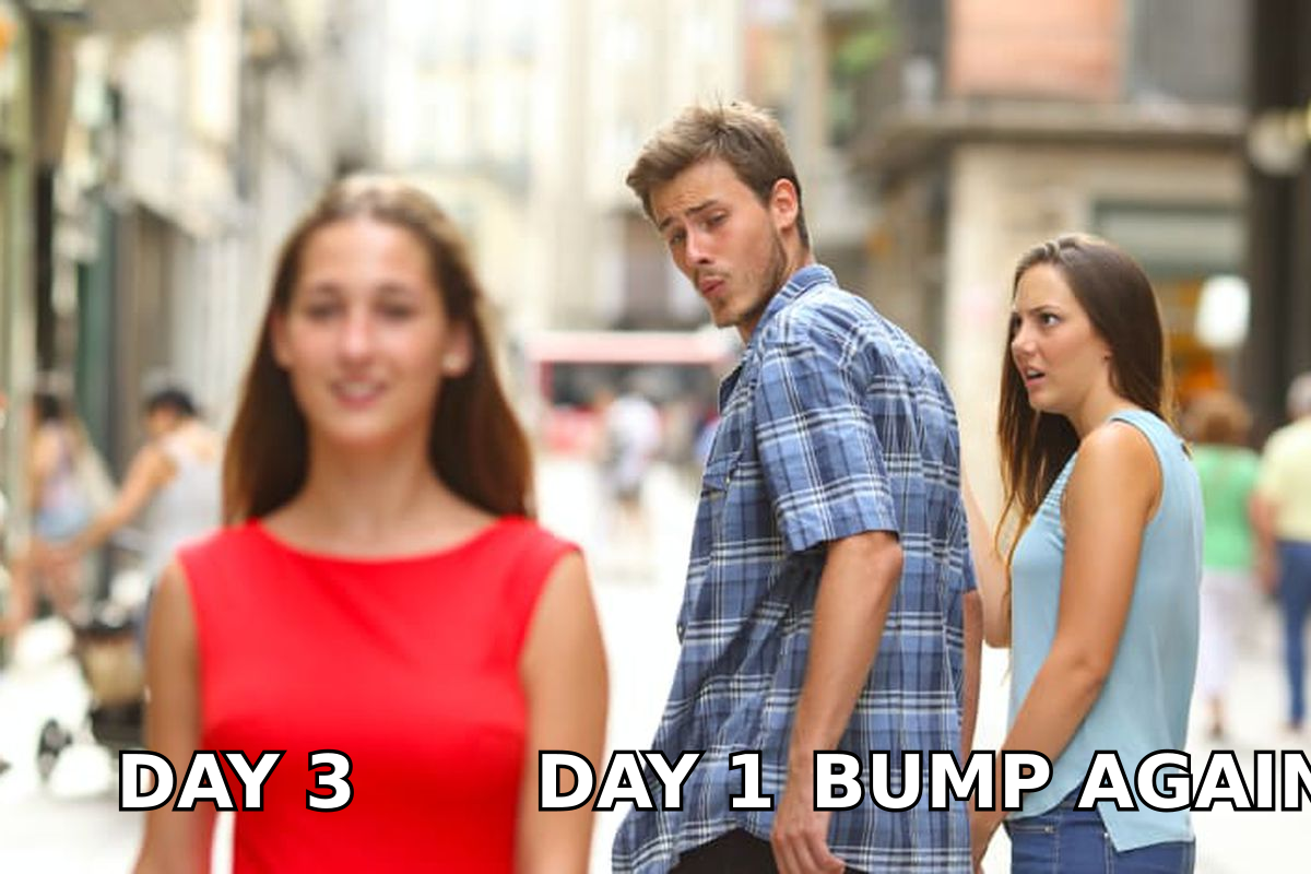 Sales rep ignoring a proven cadence for a shiny new bump tactic