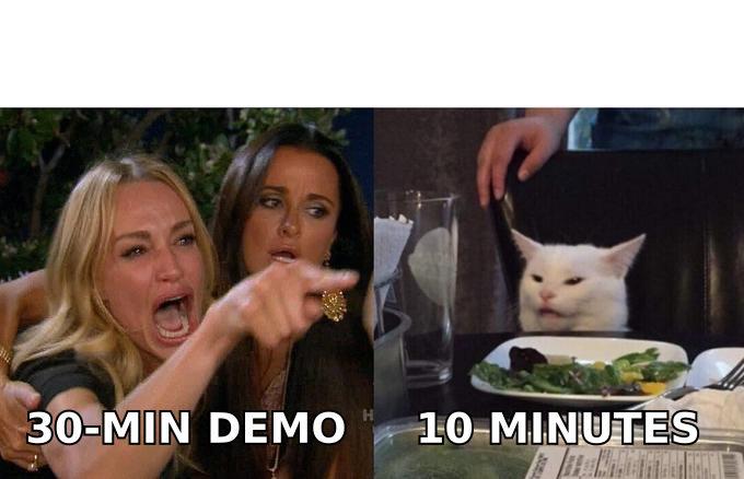 Rep asking for a 30-minute demo while the prospect asks for 10 minutes