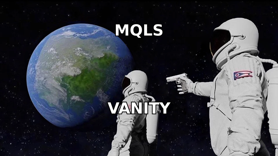 Marketing team realizing MQL counts were vanity metrics all along