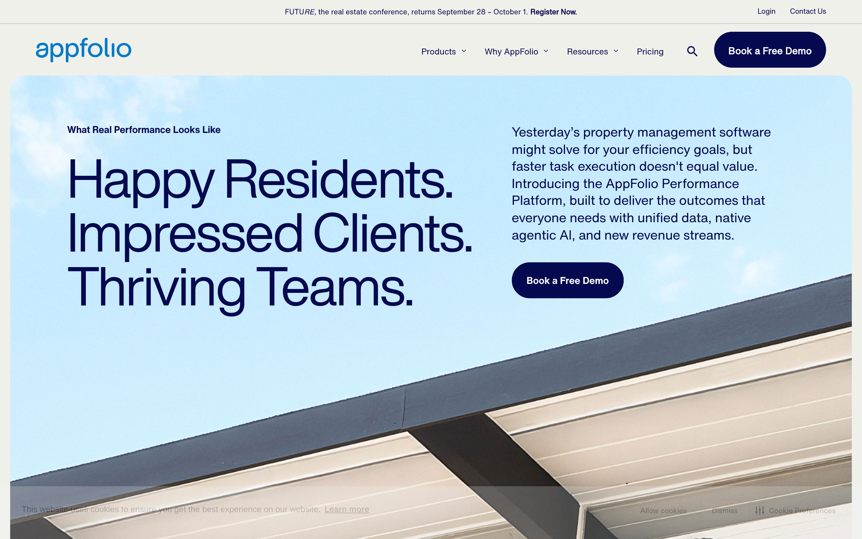 AppFolio website screenshot — product, features and pricing