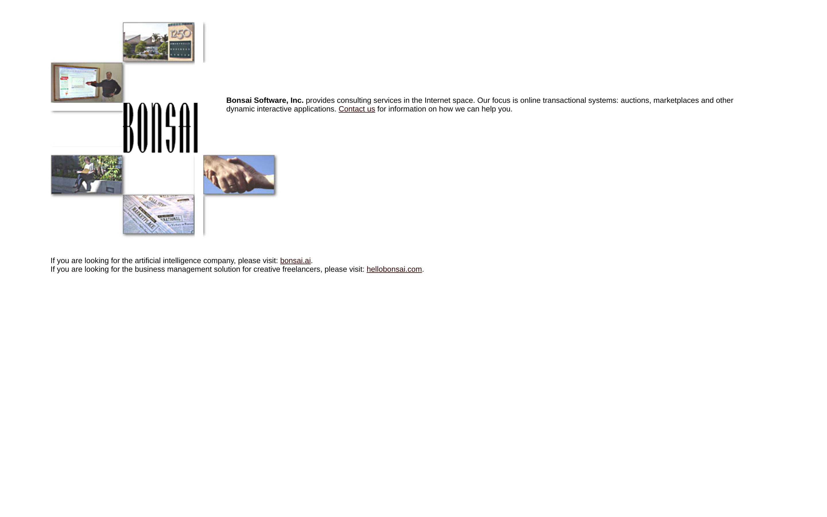 Bonsai website screenshot — product, features and pricing