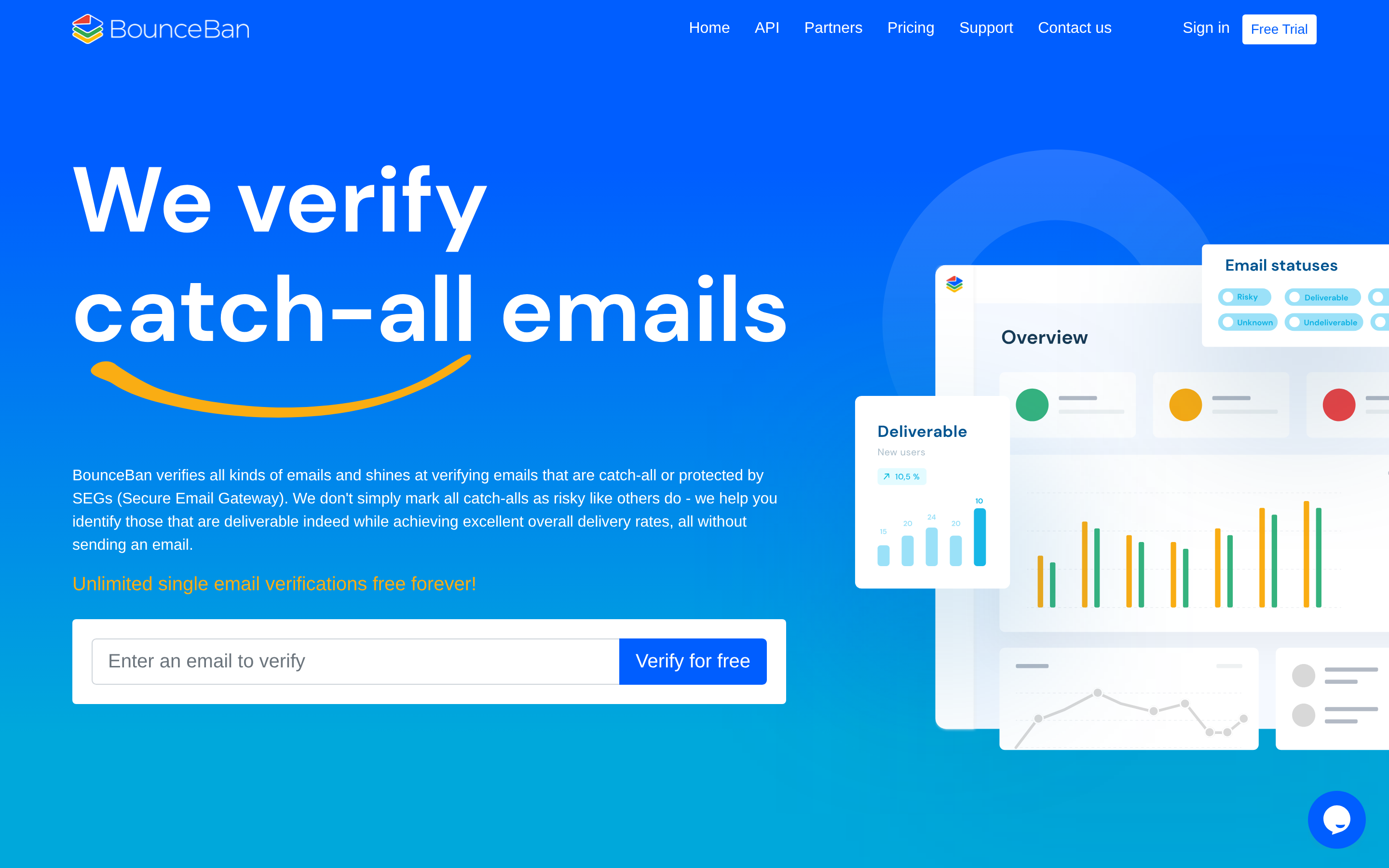BounceBan website screenshot — product, features and pricing