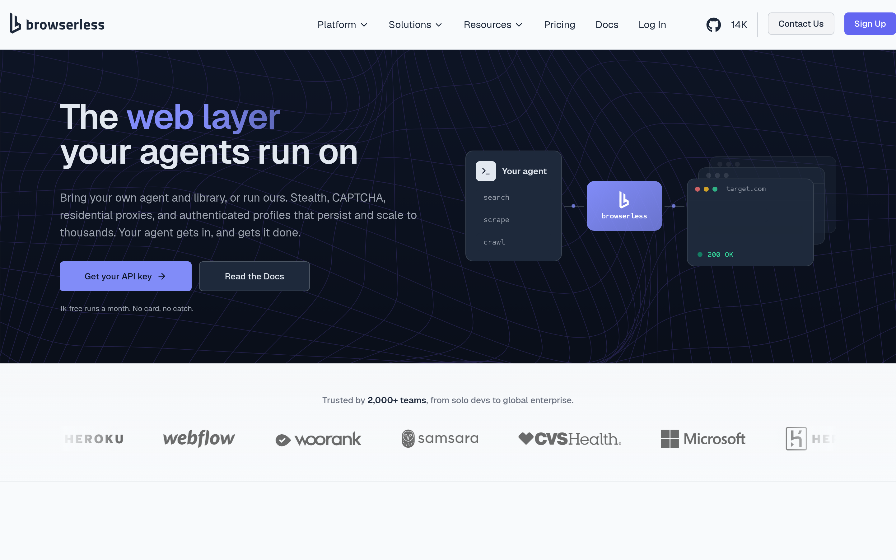 Browserless website screenshot — product, features and pricing