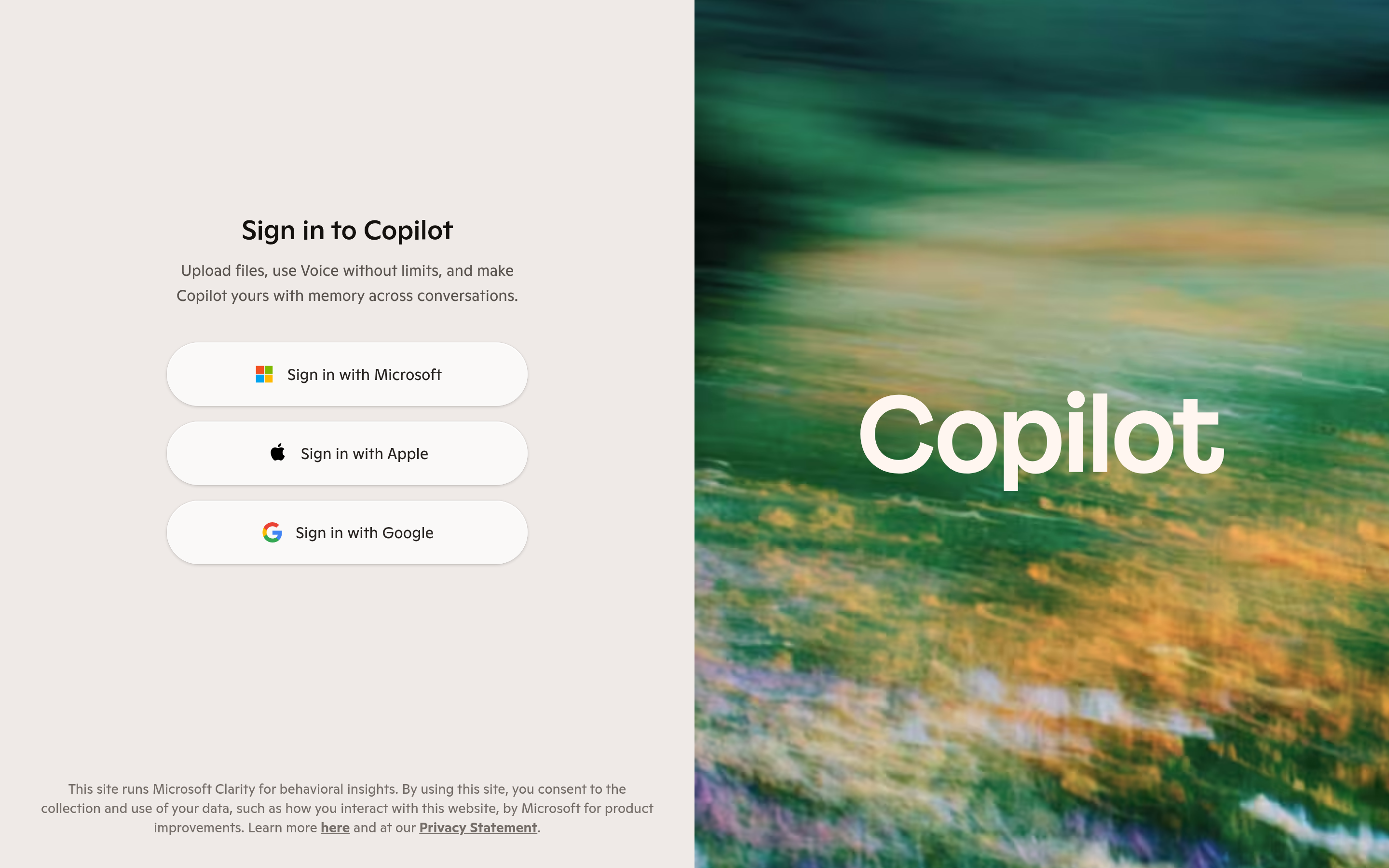 Copilot website screenshot — product, features and pricing