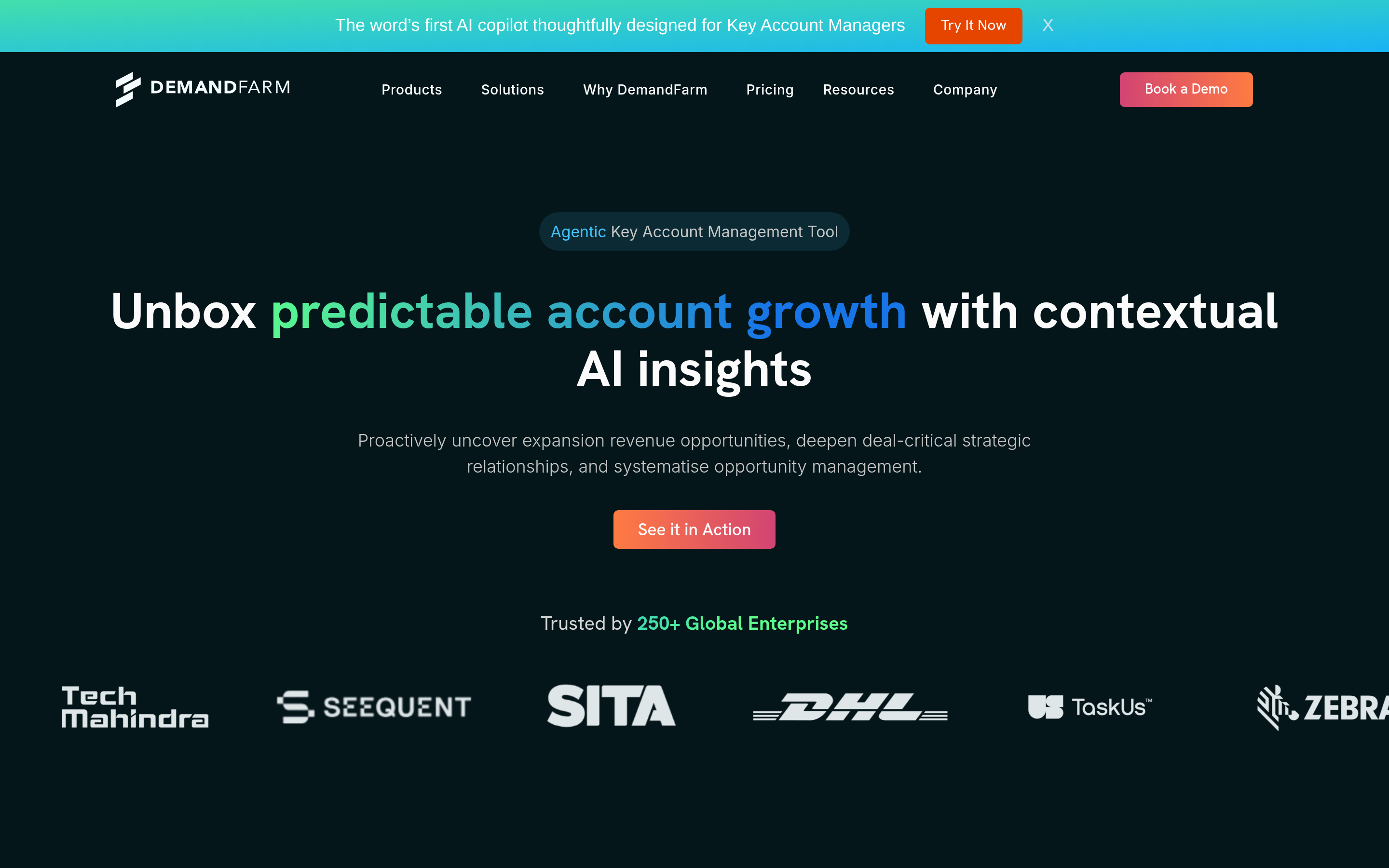 DemandFarm website screenshot — product, features and pricing