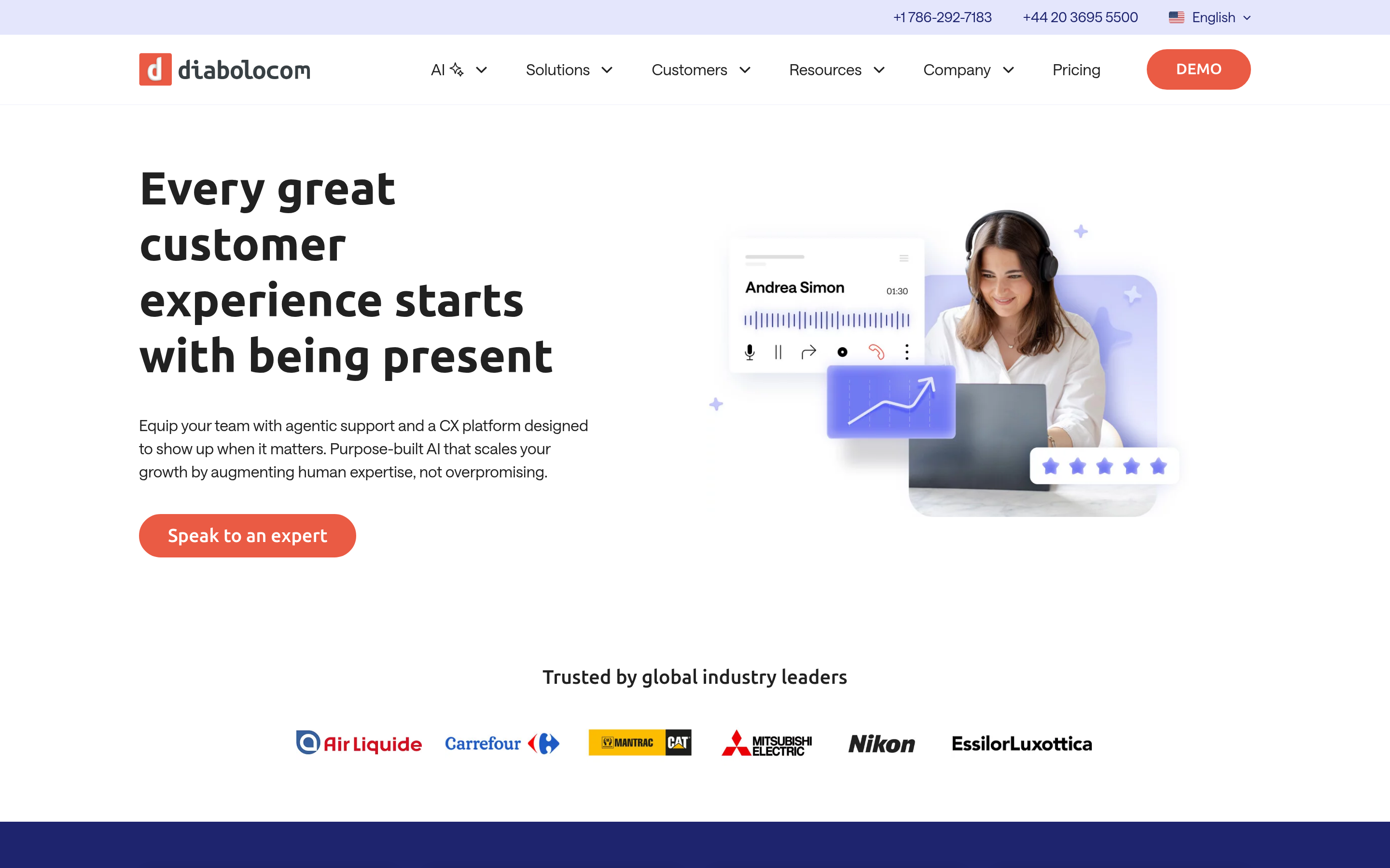 Diabolocom website screenshot — product, features and pricing