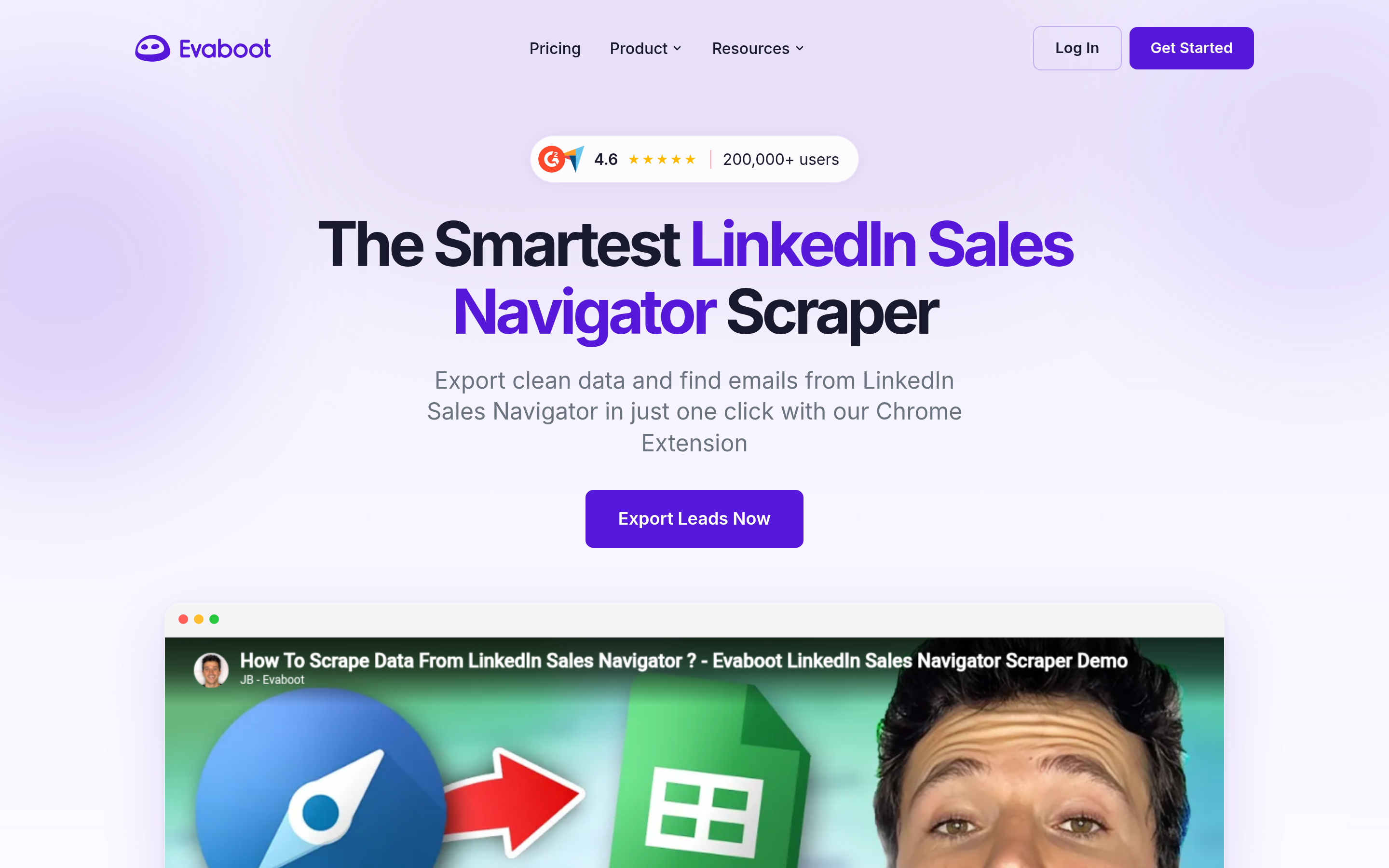 Evaboot website screenshot — product, features and pricing