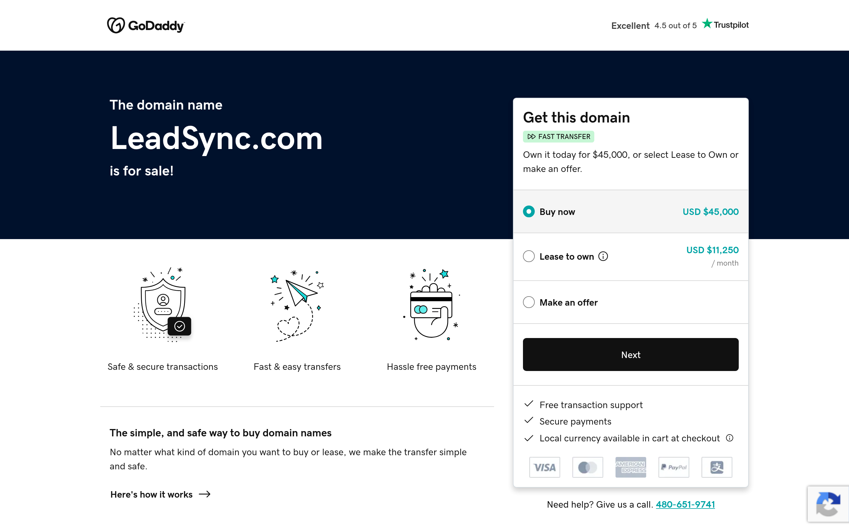 LeadSync website screenshot — product, features and pricing