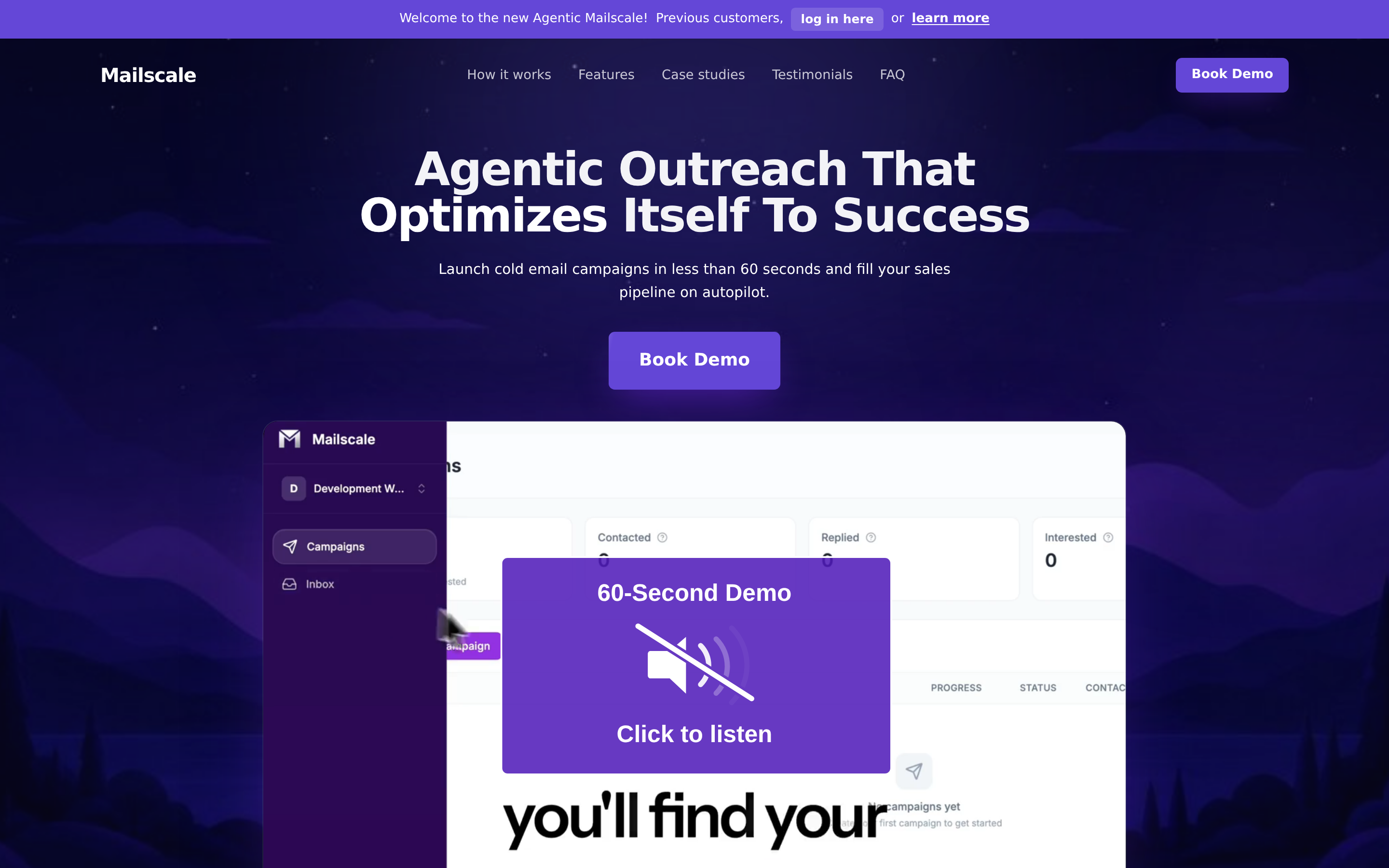 Mailscale website screenshot — product, features and pricing