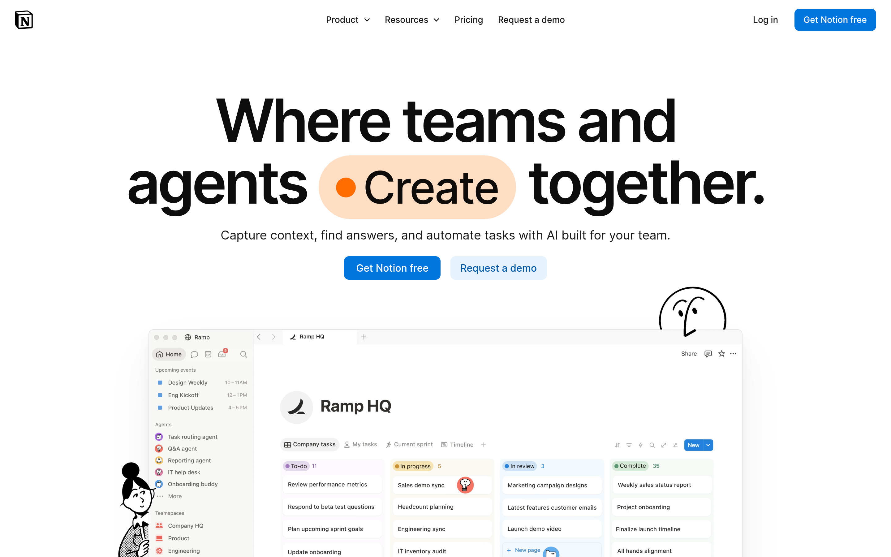 Notion website screenshot — product, features and pricing