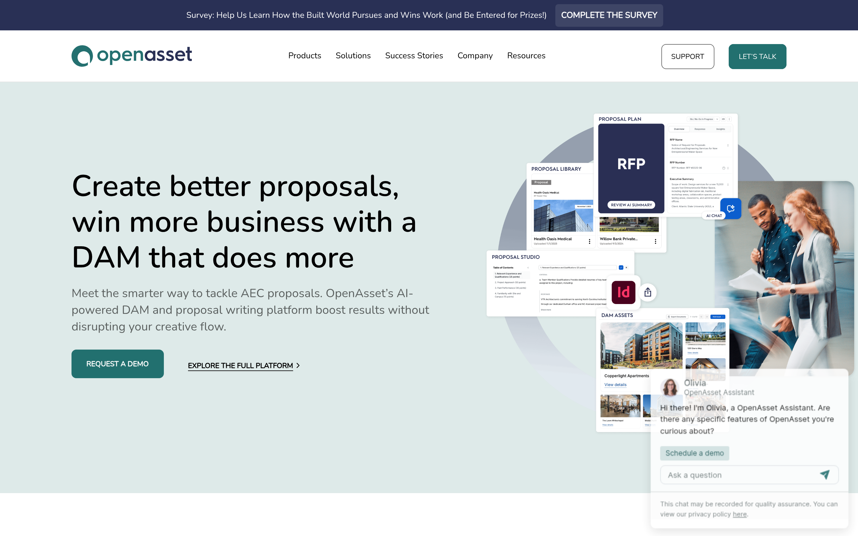 OpenAsset website screenshot — product, features and pricing