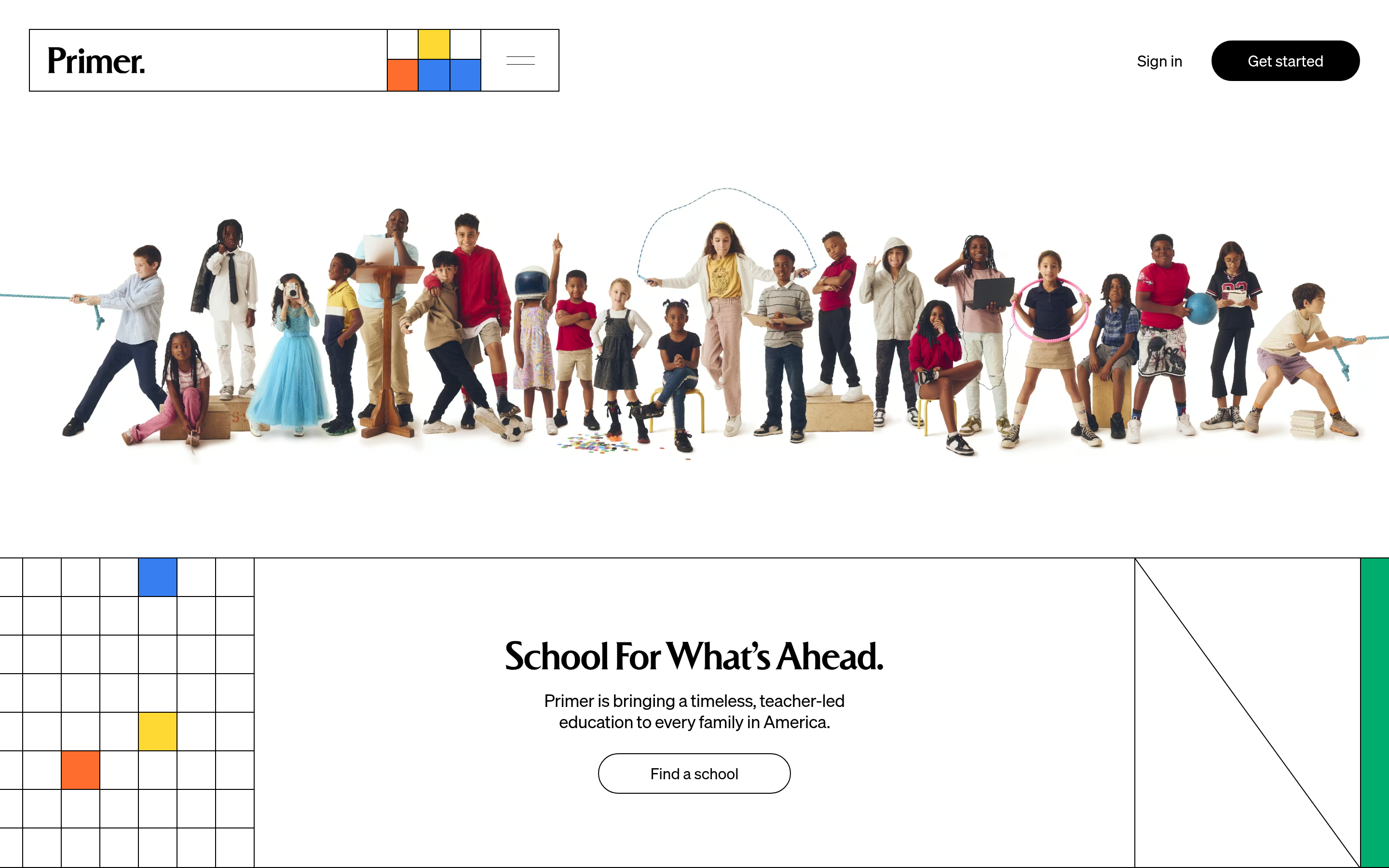 Primer website screenshot — product, features and pricing