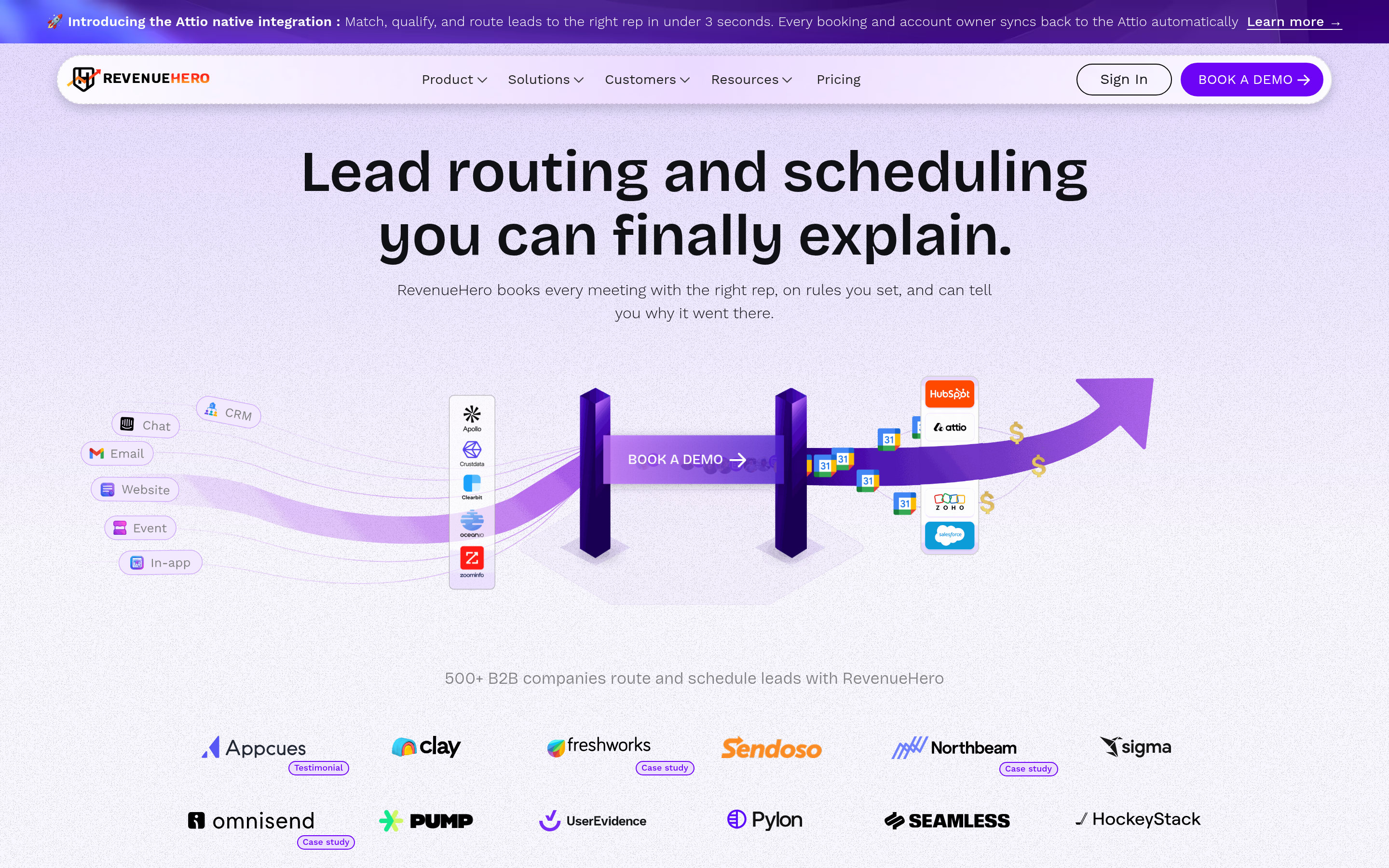 RevenueHero website screenshot — product, features and pricing