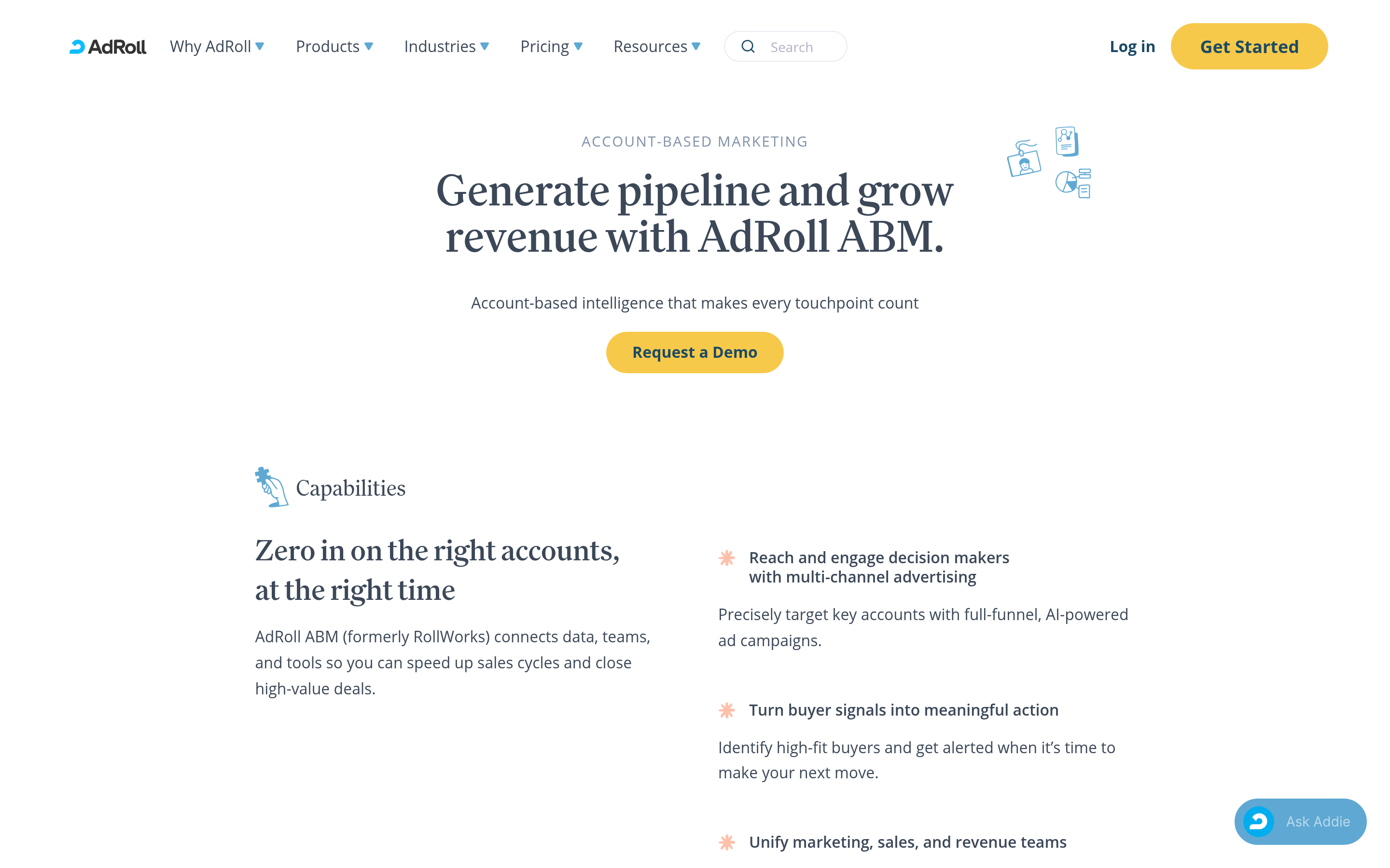 RollWorks website screenshot — product, features and pricing