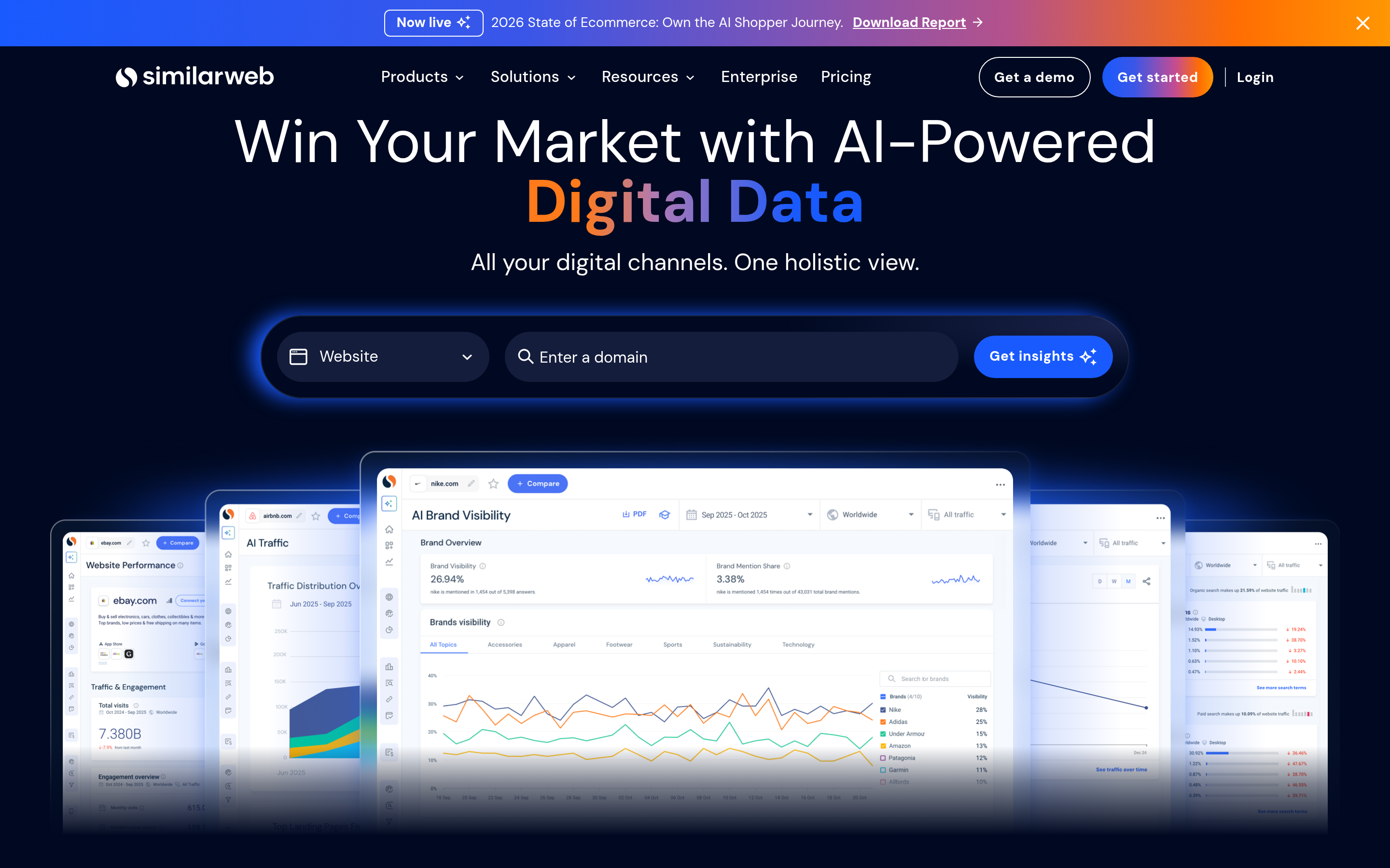 Similarweb website screenshot — product, features and pricing