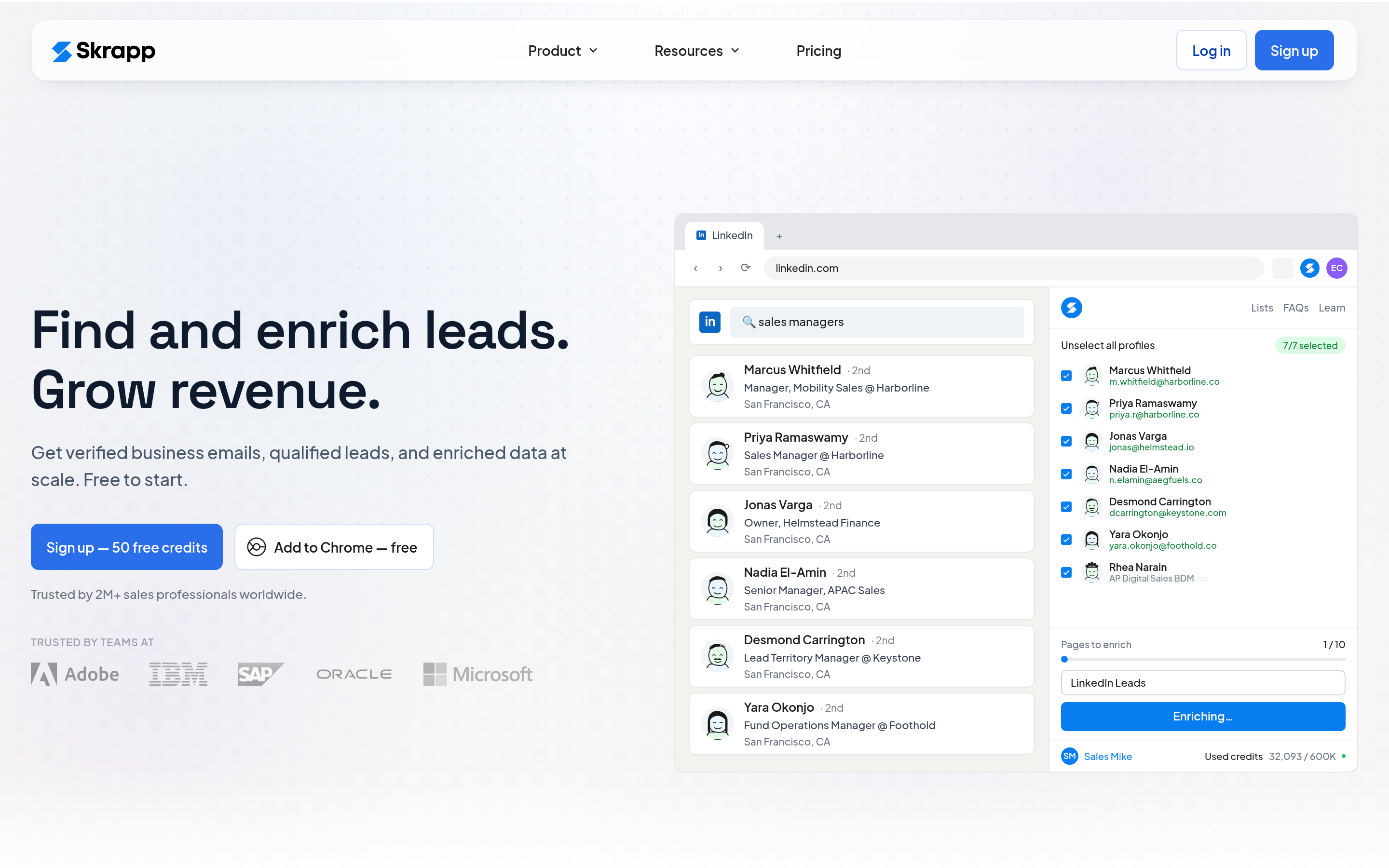 Skrapp website screenshot — product, features and pricing