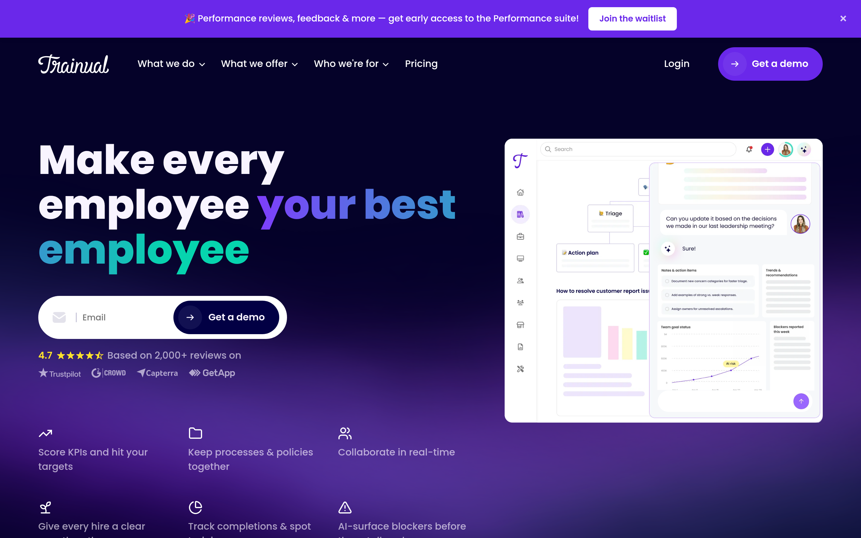 Trainual website screenshot — product, features and pricing