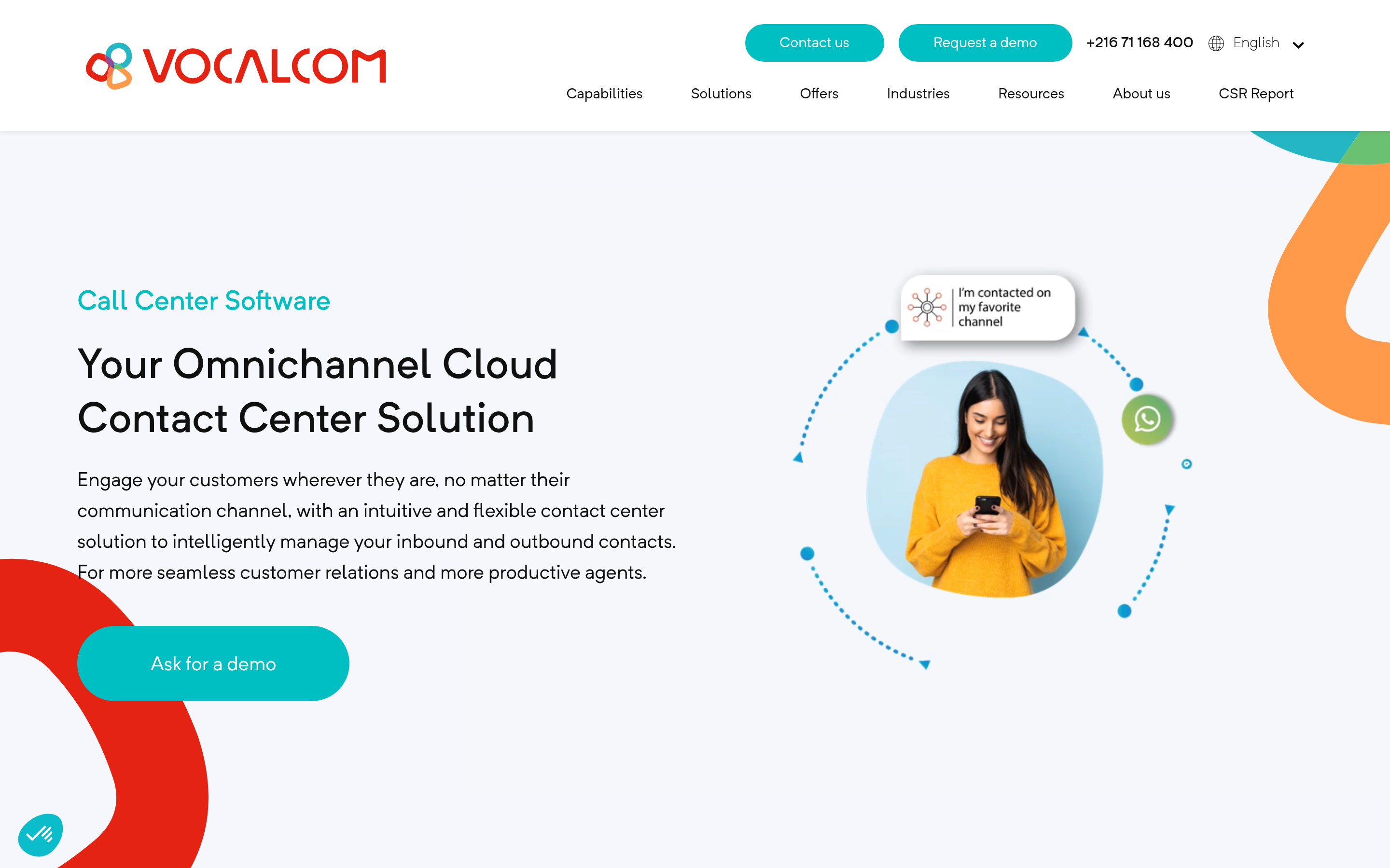 Vocalcom website screenshot — product, features and pricing