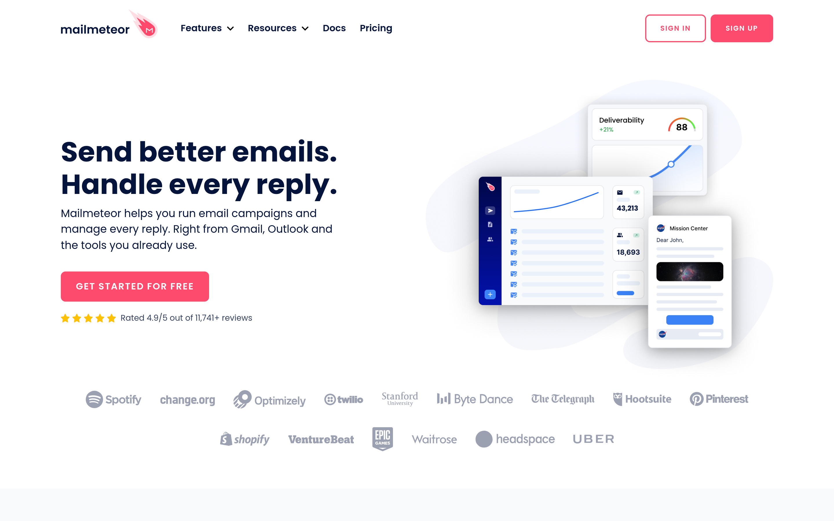 Mailmeteor website screenshot — product, features and pricing
