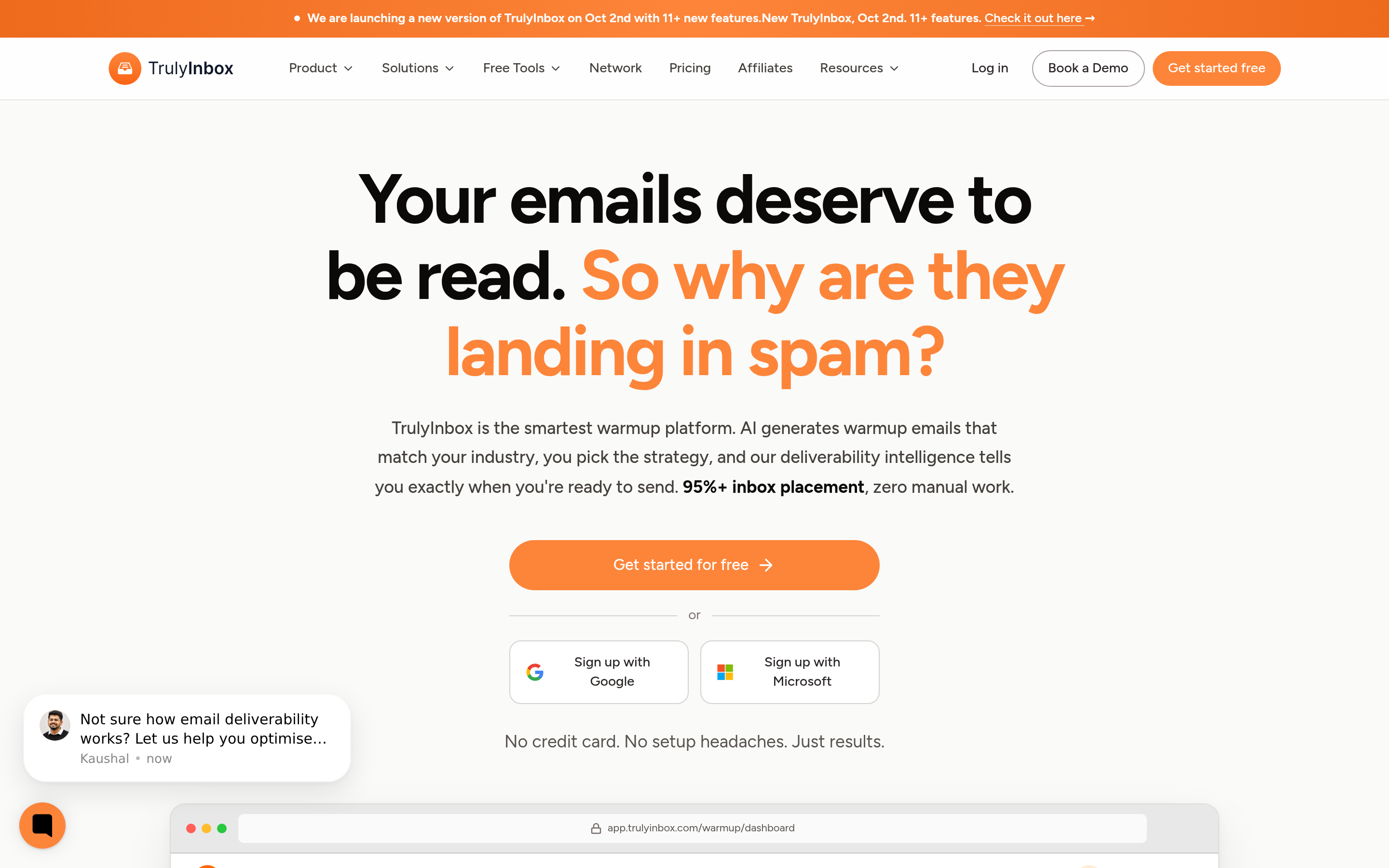 TrulyInbox website screenshot — product, features and pricing